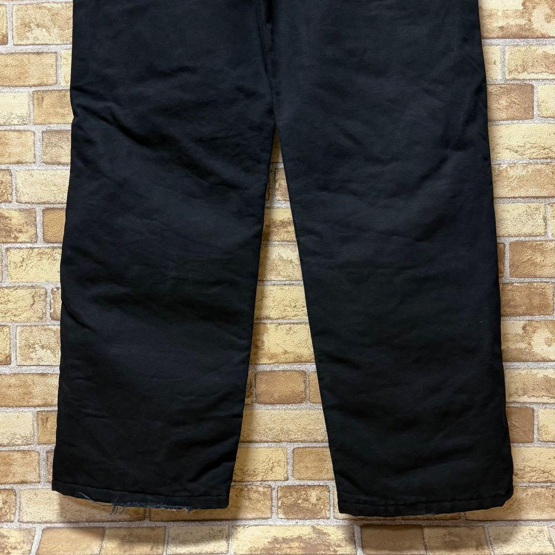 カーハート　メキシコ製　ダック地　オーバーオール　ダブルニー　黒　36/34.