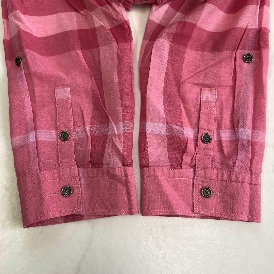 美品★BURBERRYロンドン 長袖シャツ チュニック ノバチェック 紐付き46