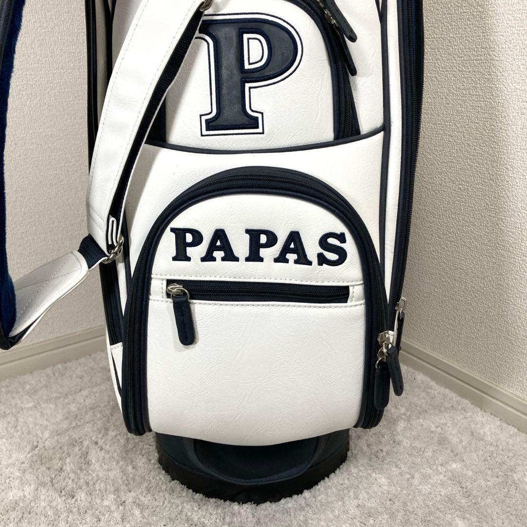 w1様PAPAS PLUS golf ゴルフバッグ ホワイト　パパスプラスゴルフ