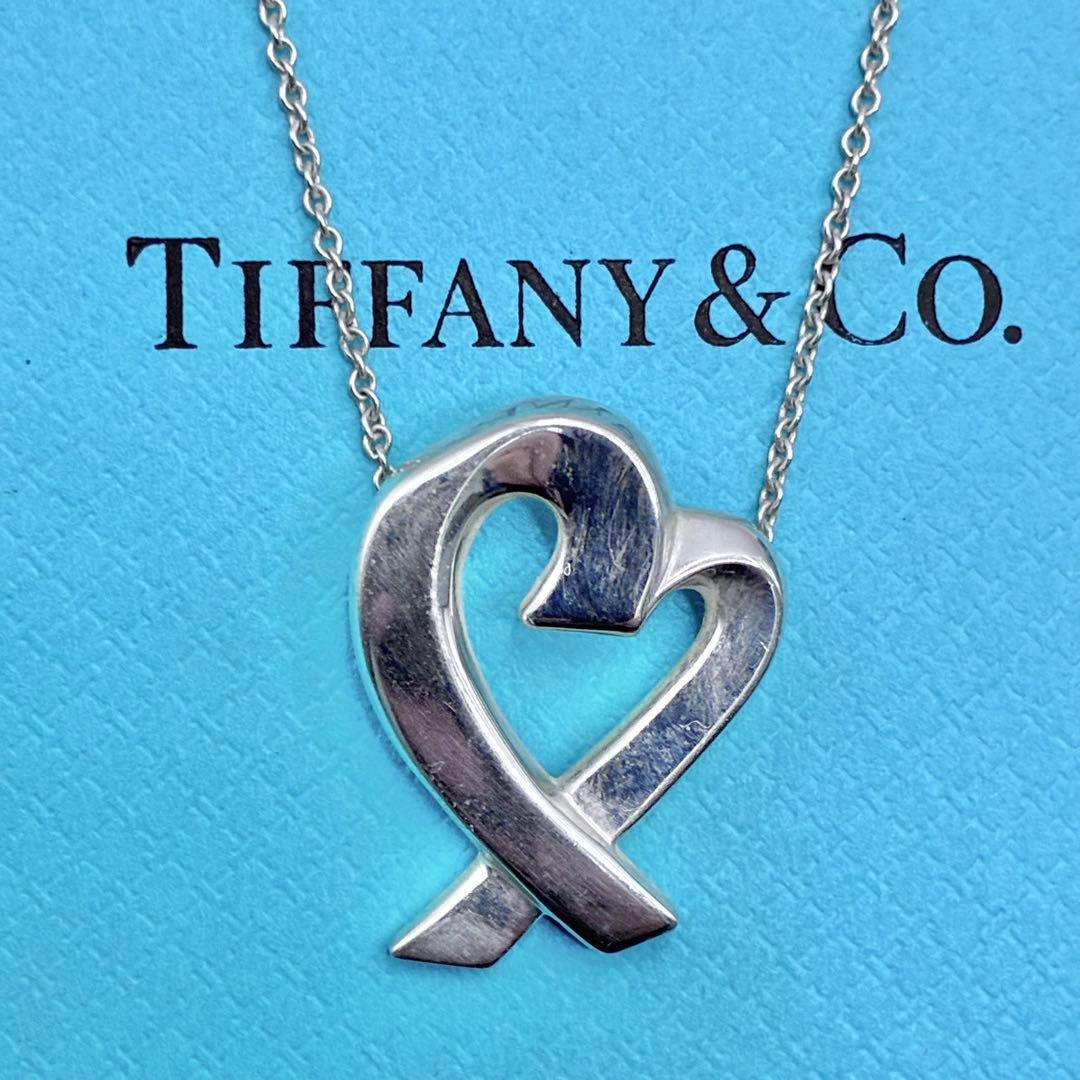 【希少】ティファニー　ラビングハート　ネックレス　ミディアム　シルバー　美品