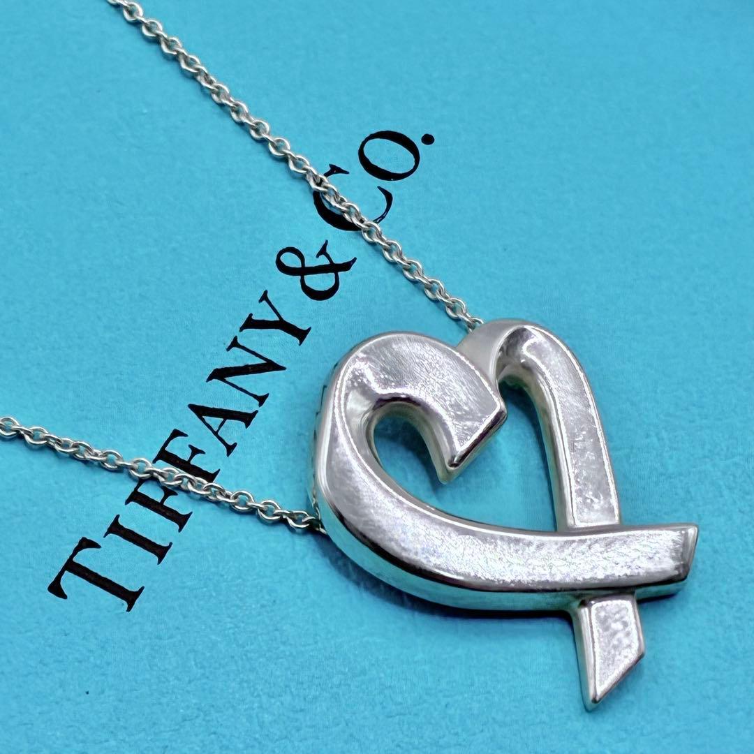 【希少】ティファニー　ラビングハート　ネックレス　ミディアム　シルバー　美品
