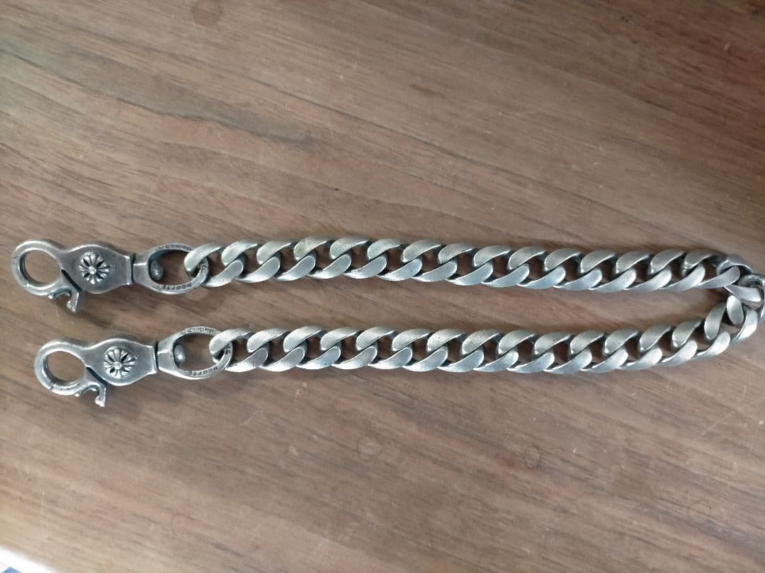 シルバー925クラシックウォレットチェーン ダブルクリップ