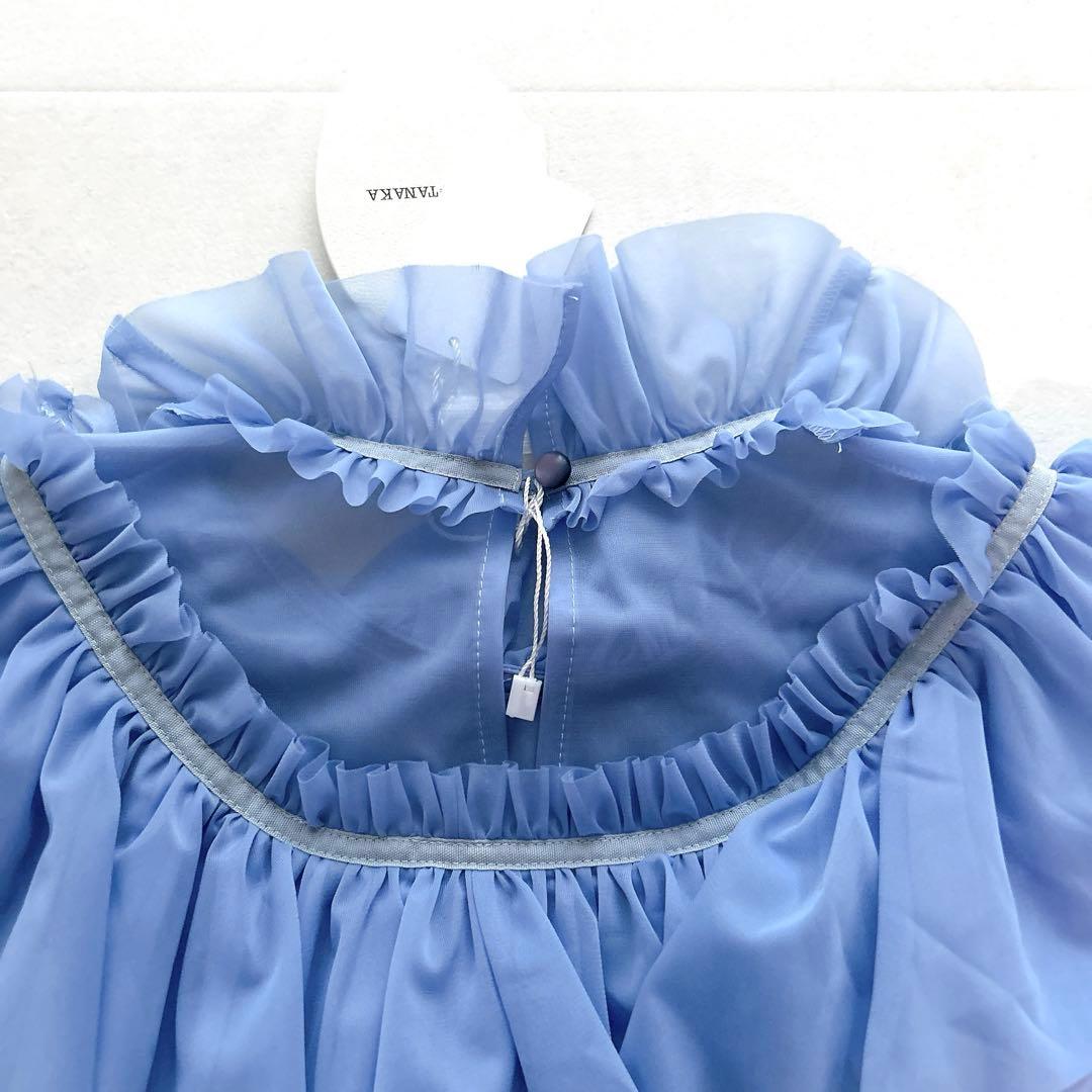 タグ付✨24SS✨現行　フミエタナカ　シアーギャザーシャツ　ブルー　フリル