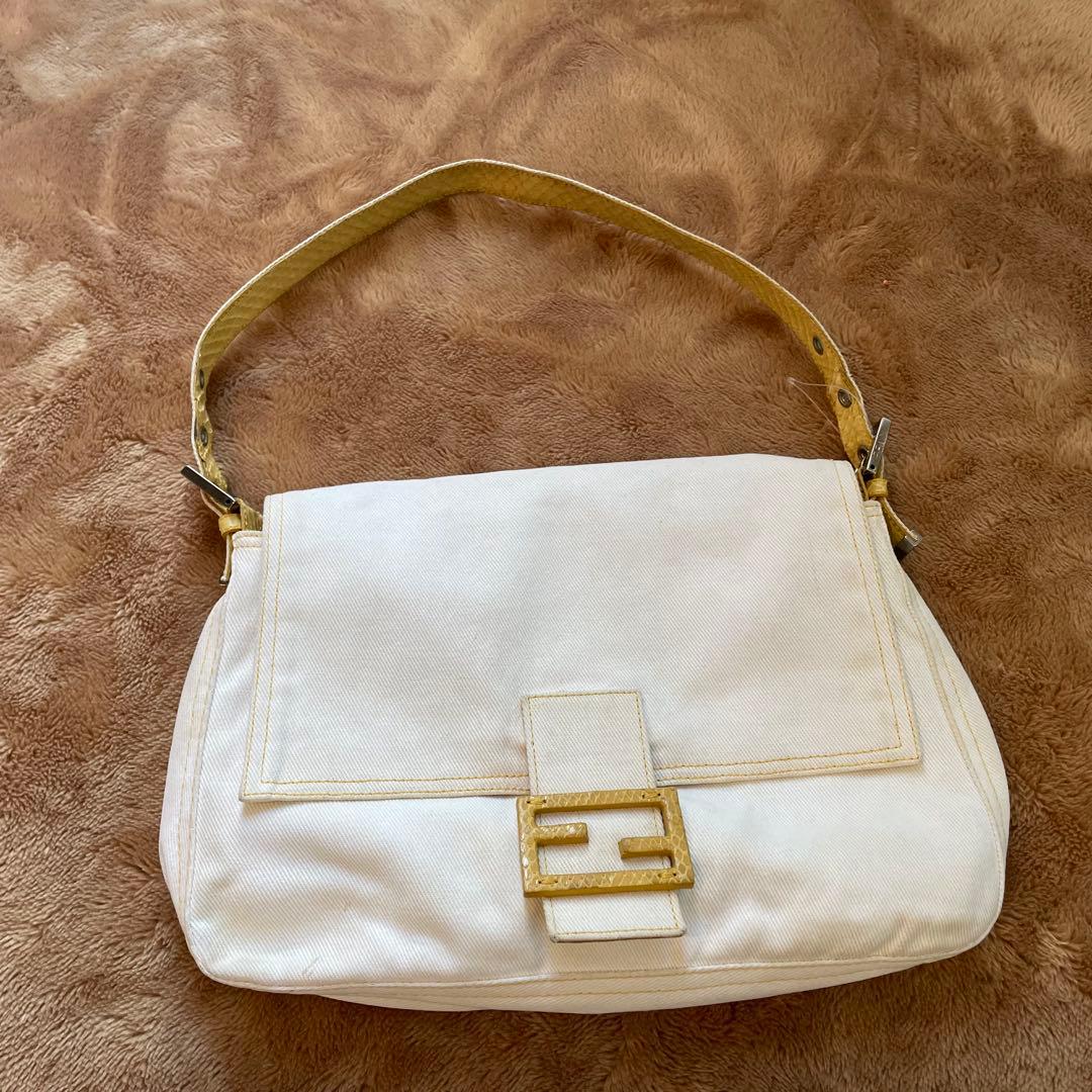 ド*ロ様 フェンディ　デニム×パイソン　マンマバケット　ハンドバッグ