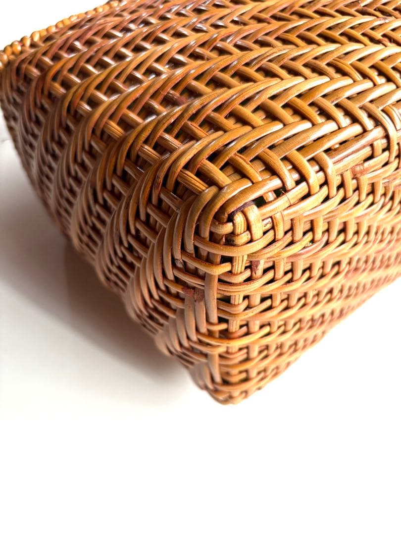 Angelus.A 【25SS/美品】手編みラタン かごバッグ 巾着付き籠 浴衣