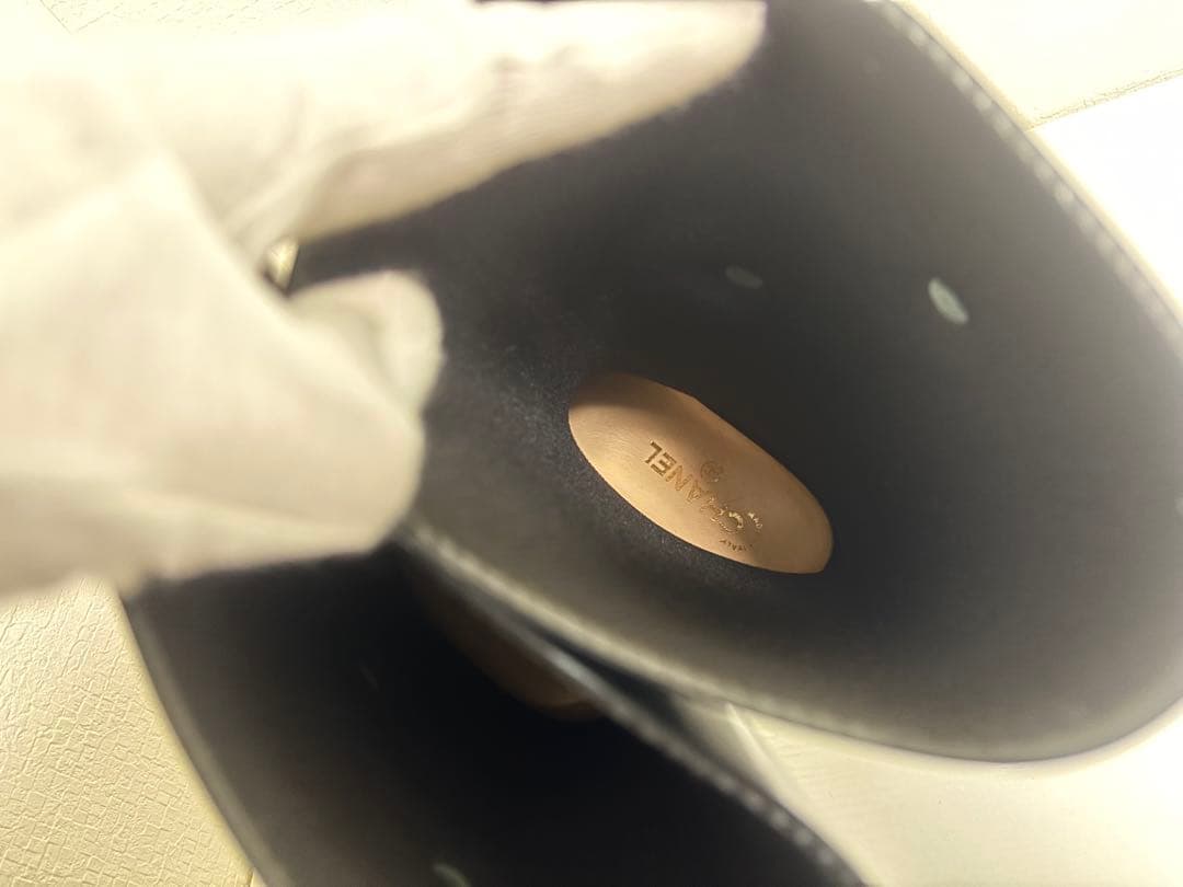 超美品 CHANEL シャネル カメリア ブラックラバー レインブーツ 36