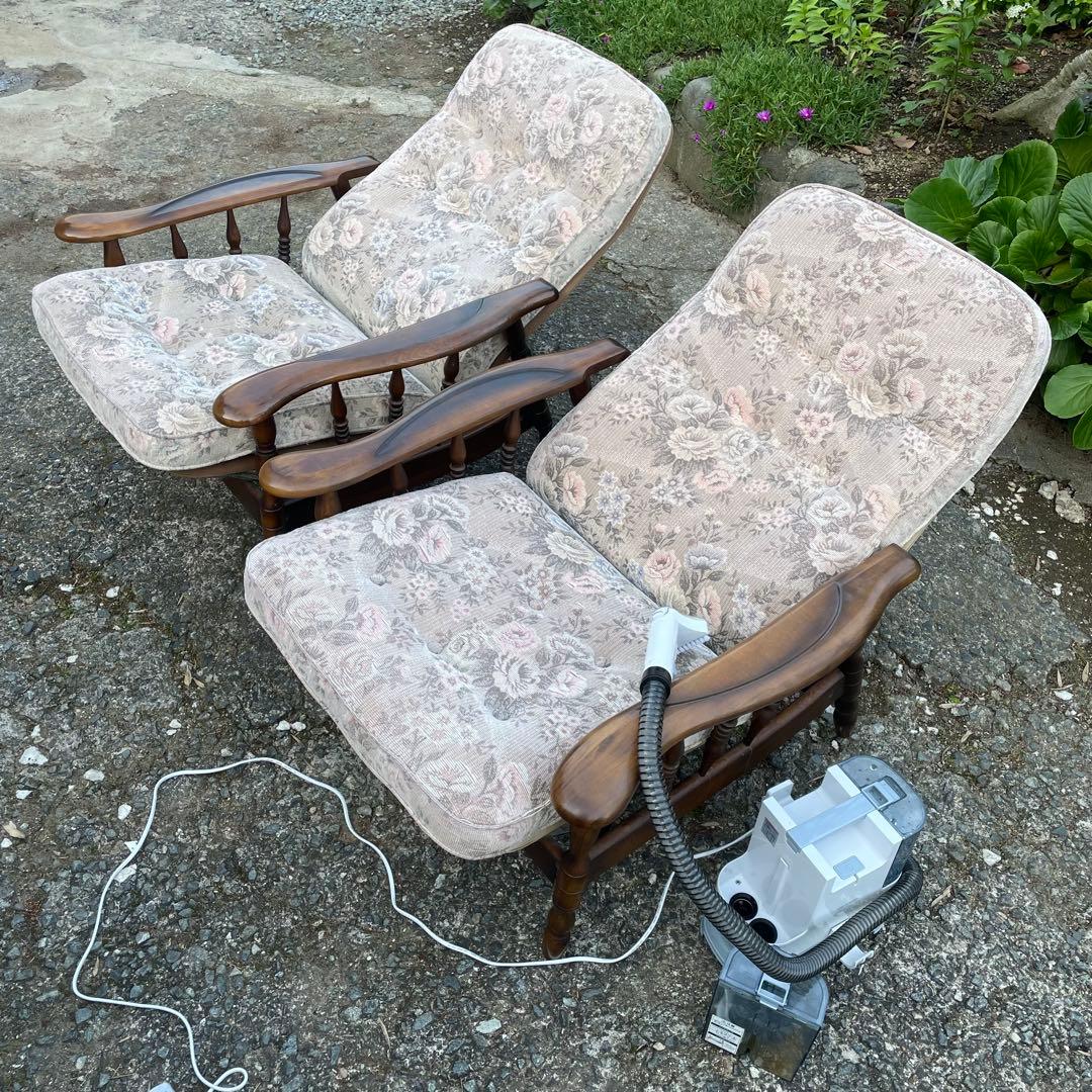 ① カリモク リクライニングチェア パーソナルチェア チェア 花柄　コロニアル