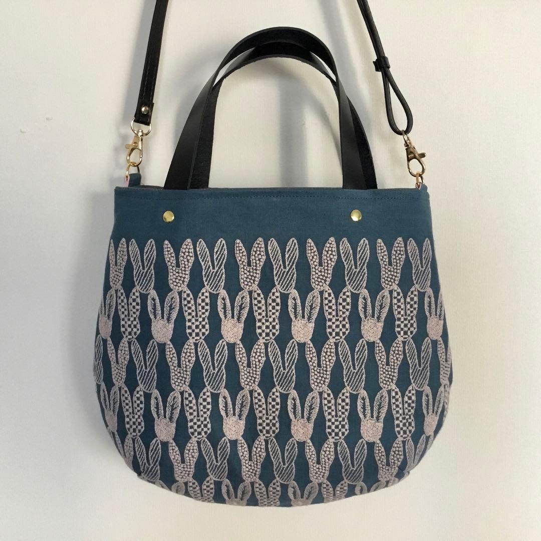 ミナペルホネン pomppiaブルー 2Wayショルダーバッグハンドメイド