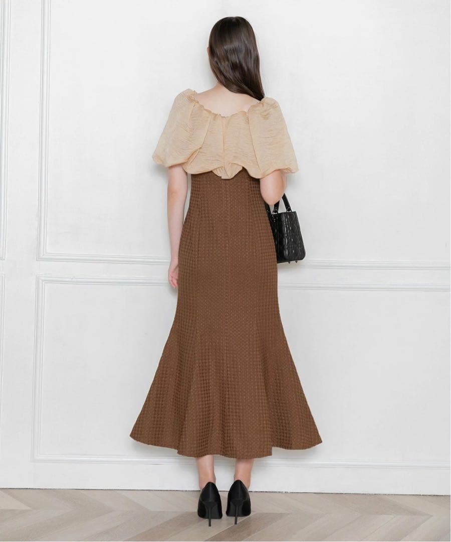 LEJA/2WAYオフショルダーワッフル生地マーメイドワンピースドレス結婚式