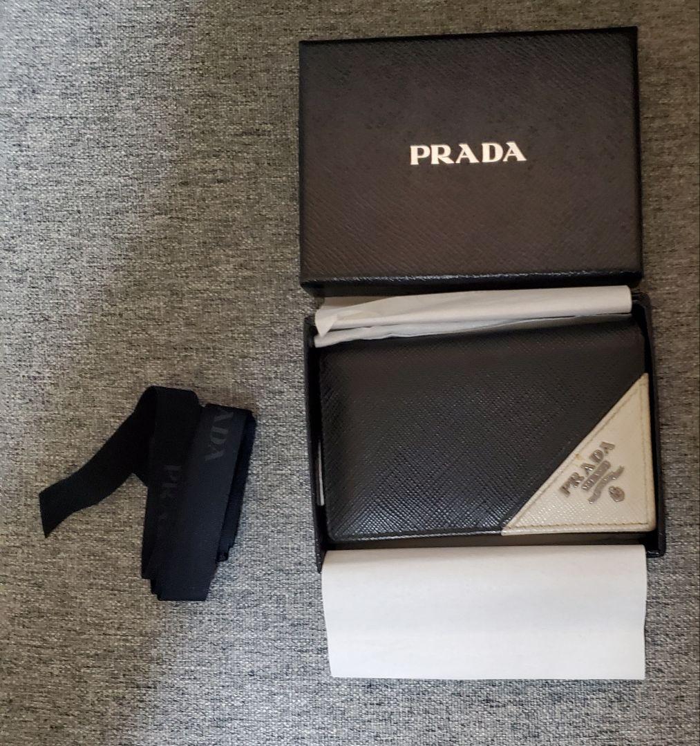 【正規紙袋付】PRADA 名刺入れ(カードケース) ブラック/ホワイト