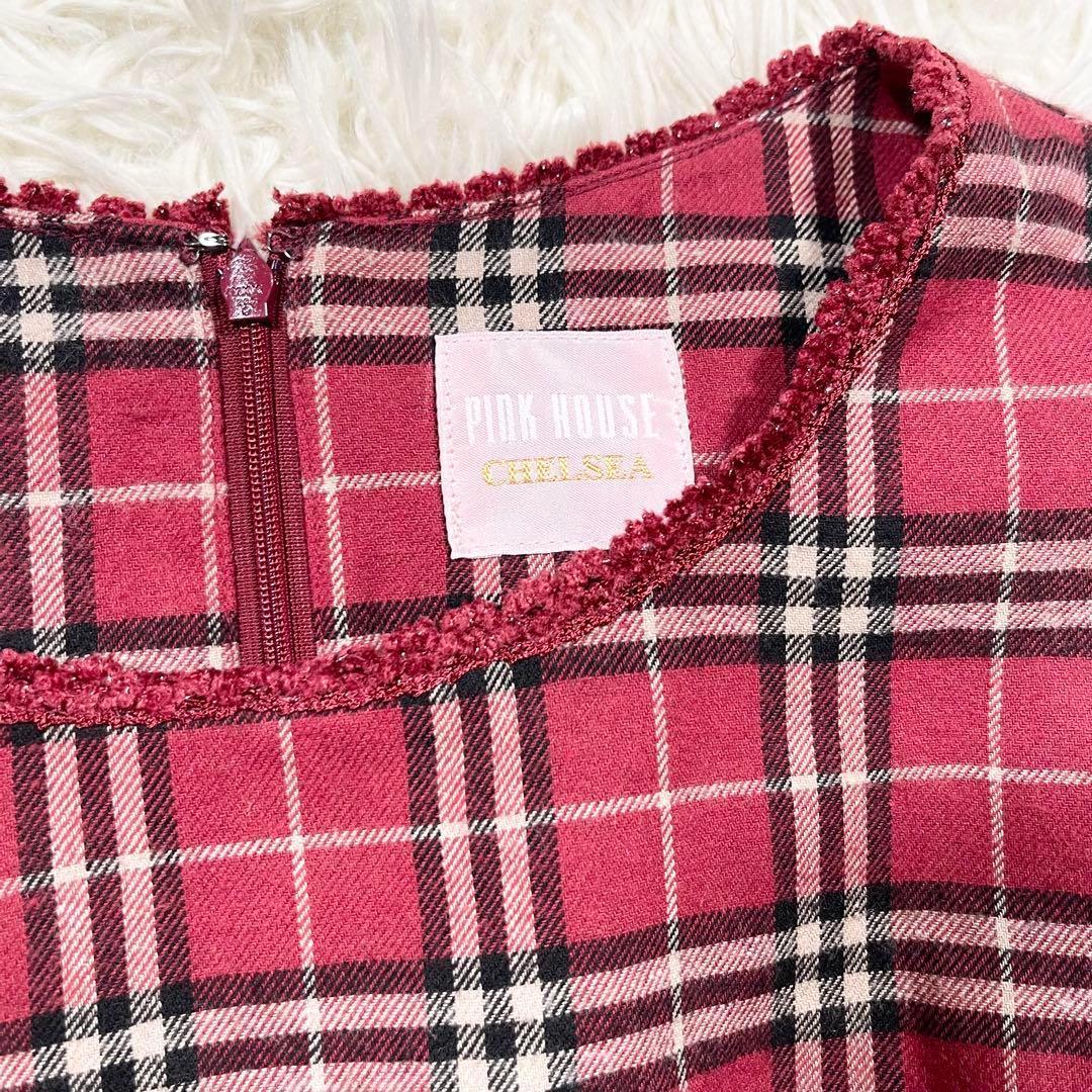 719 ピンクハウス チェルシー チェリー柄 ブラウス チェック ワンピース M