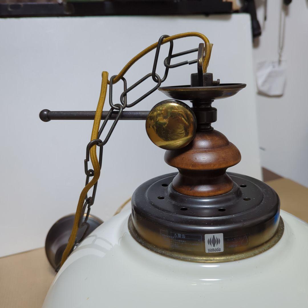 （昭和レトロ商品）山田照明 フラワーモチーフペンダントライト （ガラスシェード）