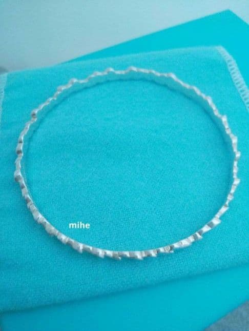 磨き済み ヴィンテージ ティファニー モダン ハート バングル シルバー