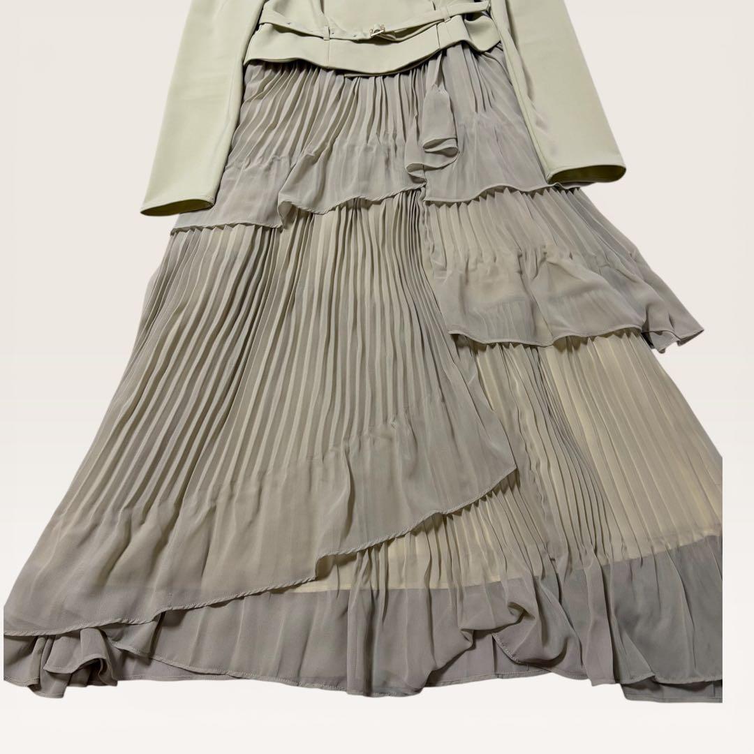 極美品　AND COUTURE ジャケットレイヤードプリーツワンピース　ミント