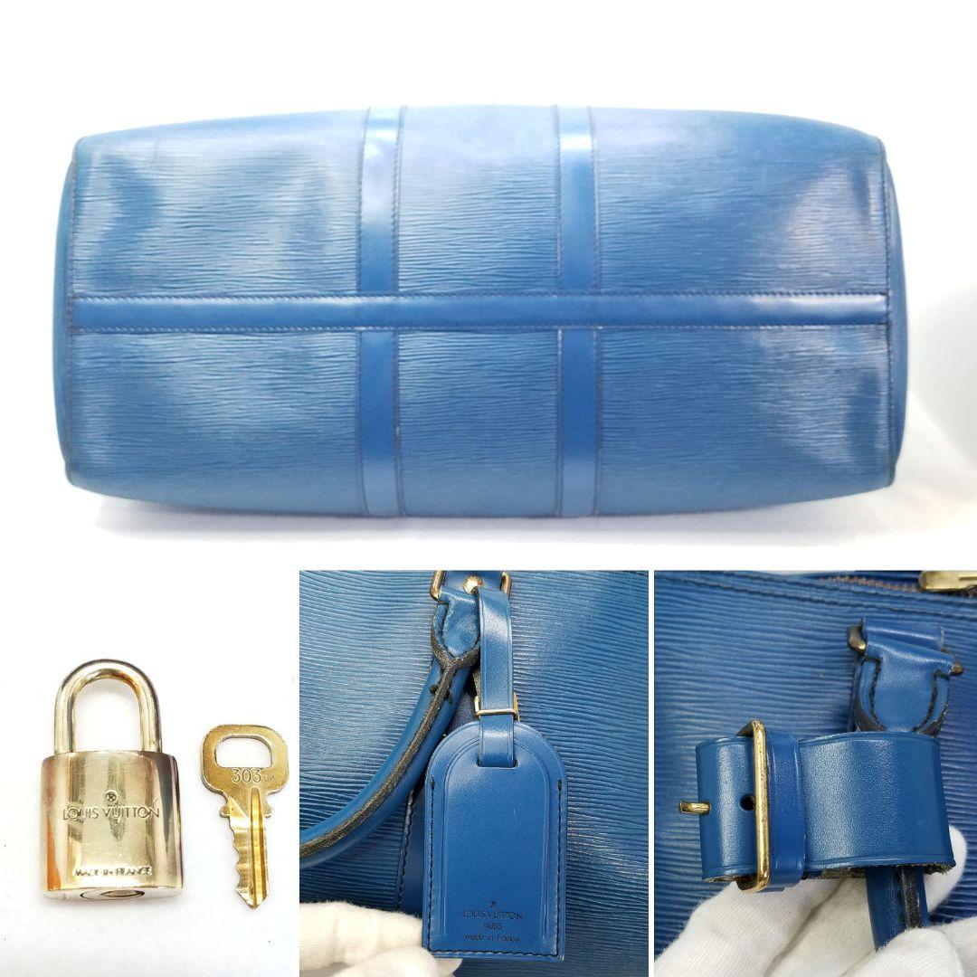 ルイヴィトン エピ キーポル45 トレドブルー ボストンバッグ 青 旅行かばん