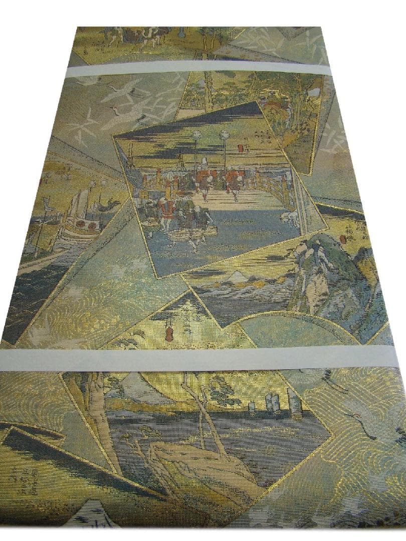 訪問着・ あさぎ織物 両面 全通 袋帯 正絹 未使用 Fｓ1233バリベイ