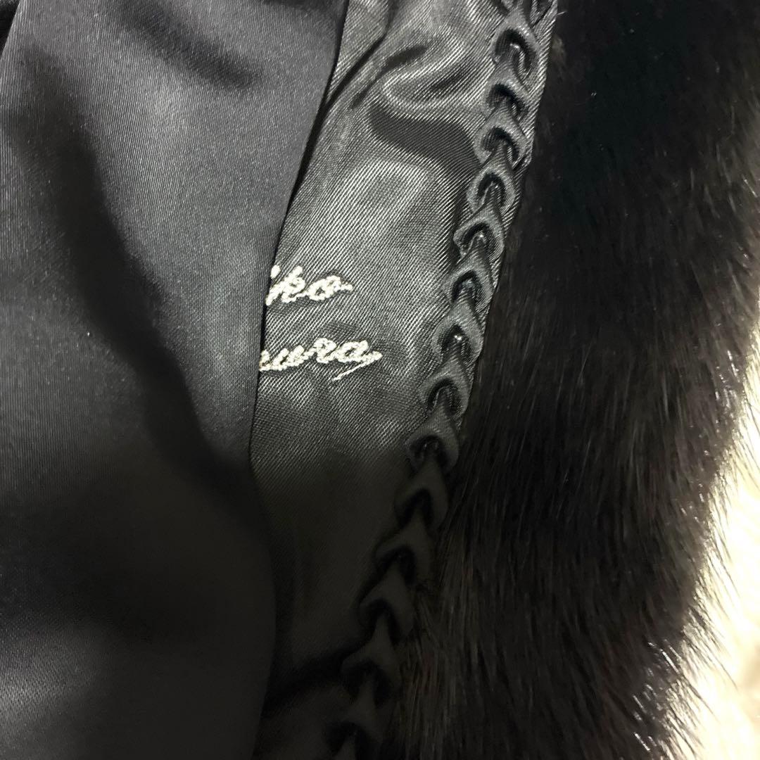 ブラックミンク 毛皮コート ミドル丈 高級 艶　光沢 大きいサイズ　リアルファー