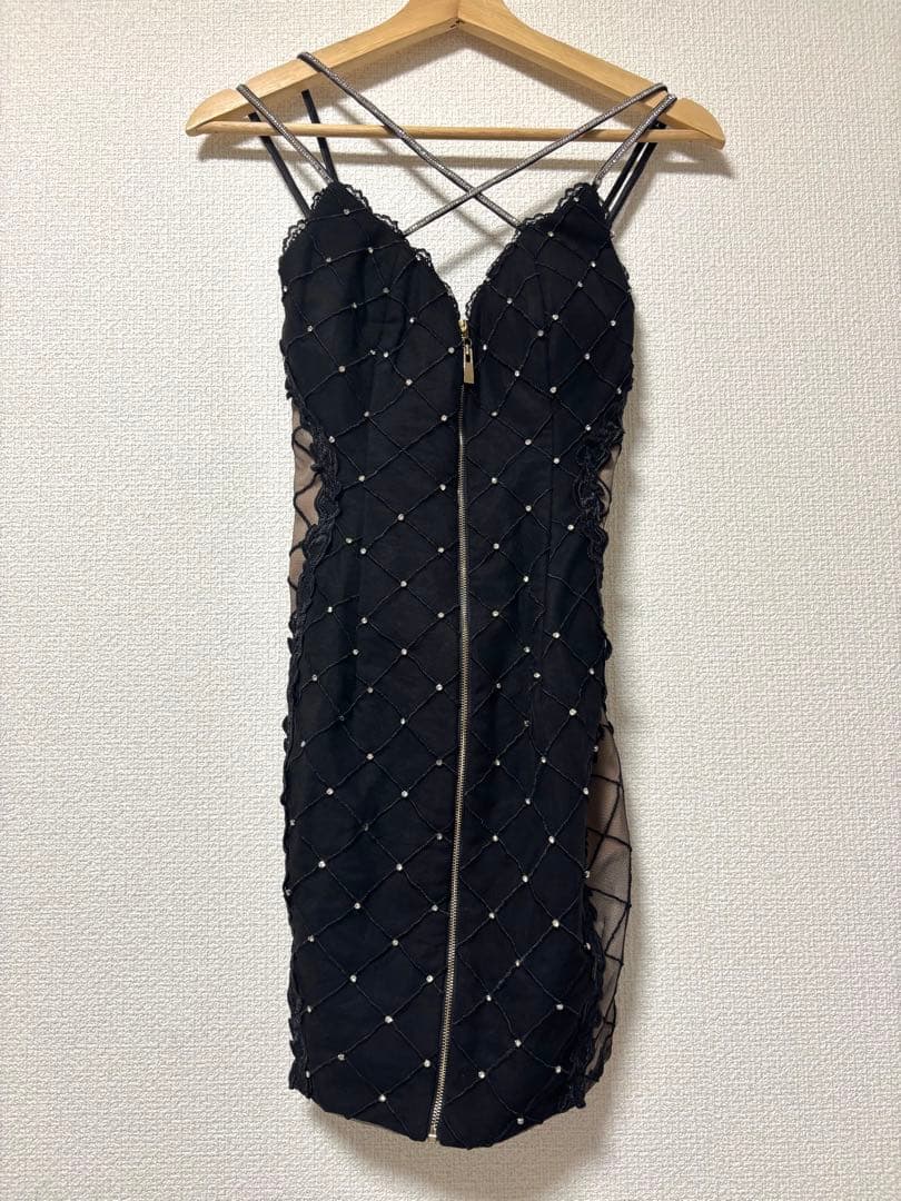 ROBE de FLEURS Glossy ブラック キャバドレス　ビジュー