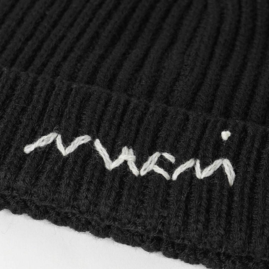 ★新年限定価格★【MARNI】刺繍ロゴ リブ ニット帽 ニットキャップ