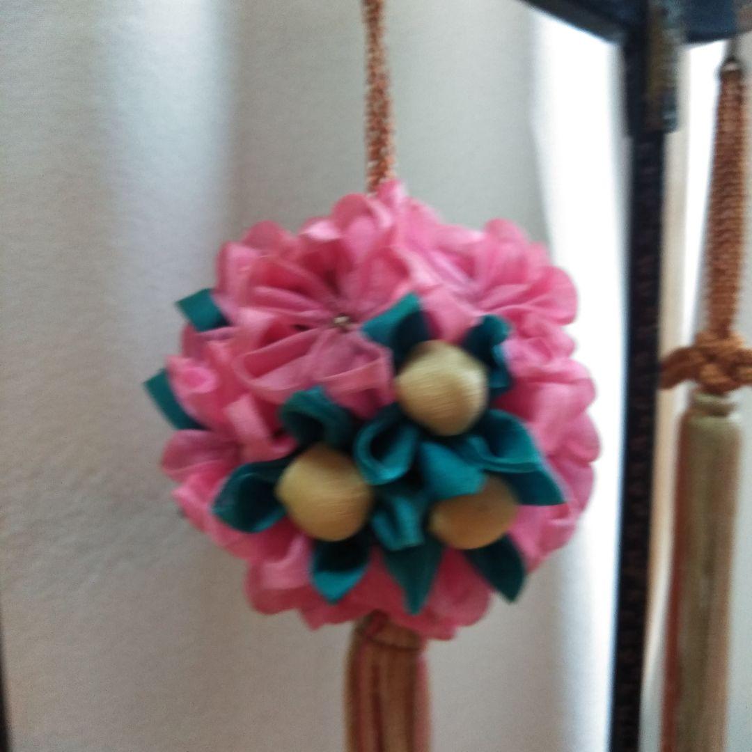 古Aー5　　雛飾り　 吊りくす玉飾り　つまみ細工