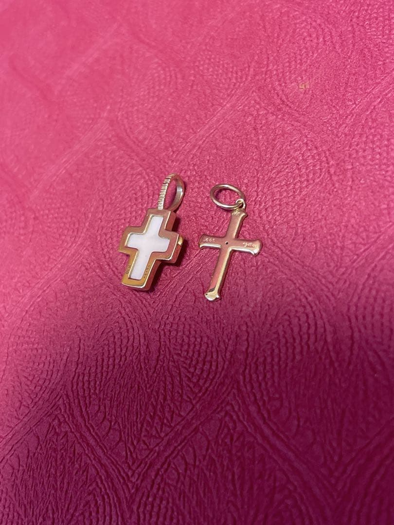 2つ！　ageteK10コンクシェル クロス　ネックレスチャーム 美品