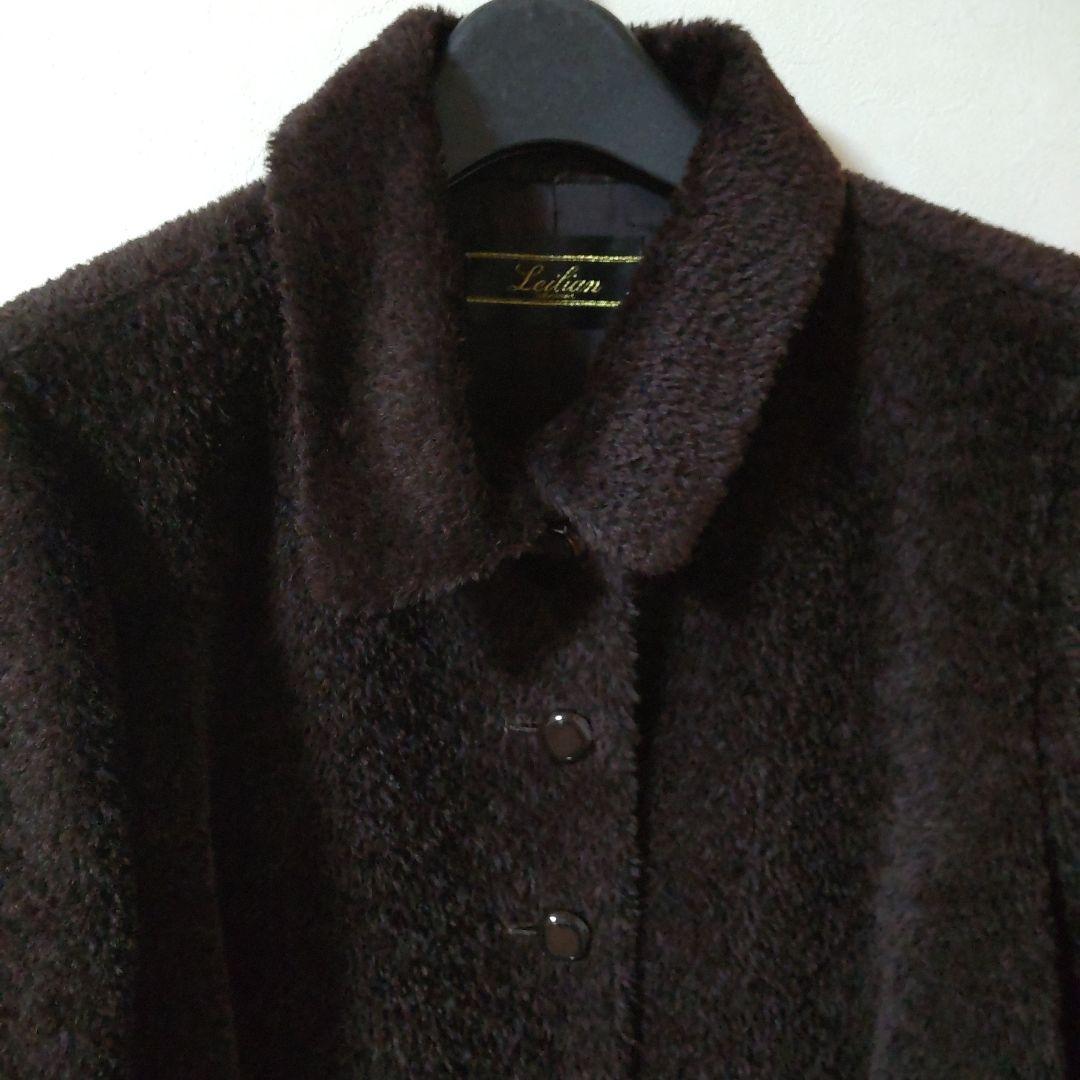 【美品】【レリアン】 アルパカ 17＋ 日本製 ショートコート 濃茶
