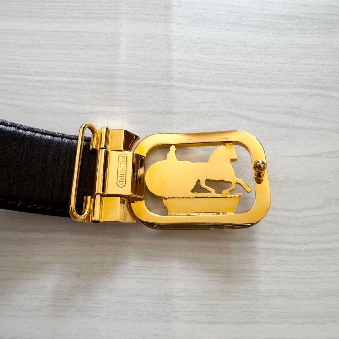 【セール中】CELINE セリーヌ 黒 レザー ベルト 馬車 ブランド