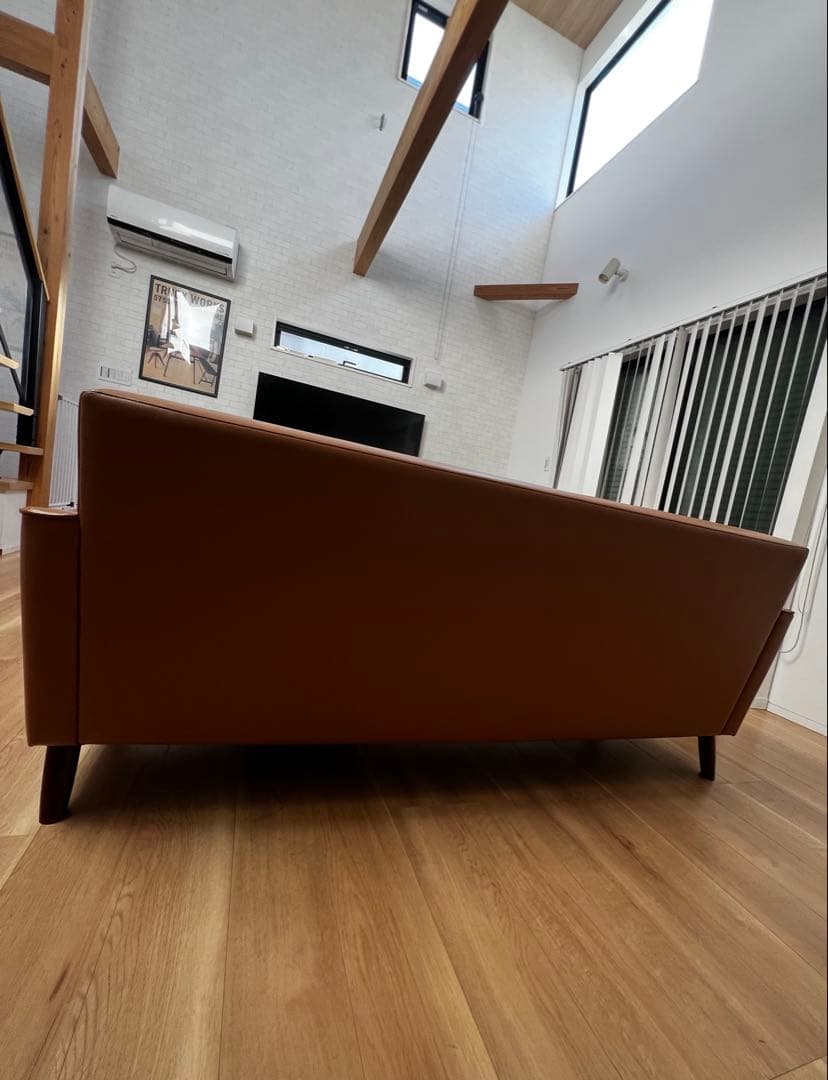 【カリモク60】ロビーチェア　3シーター　キャメル　※希少モデル