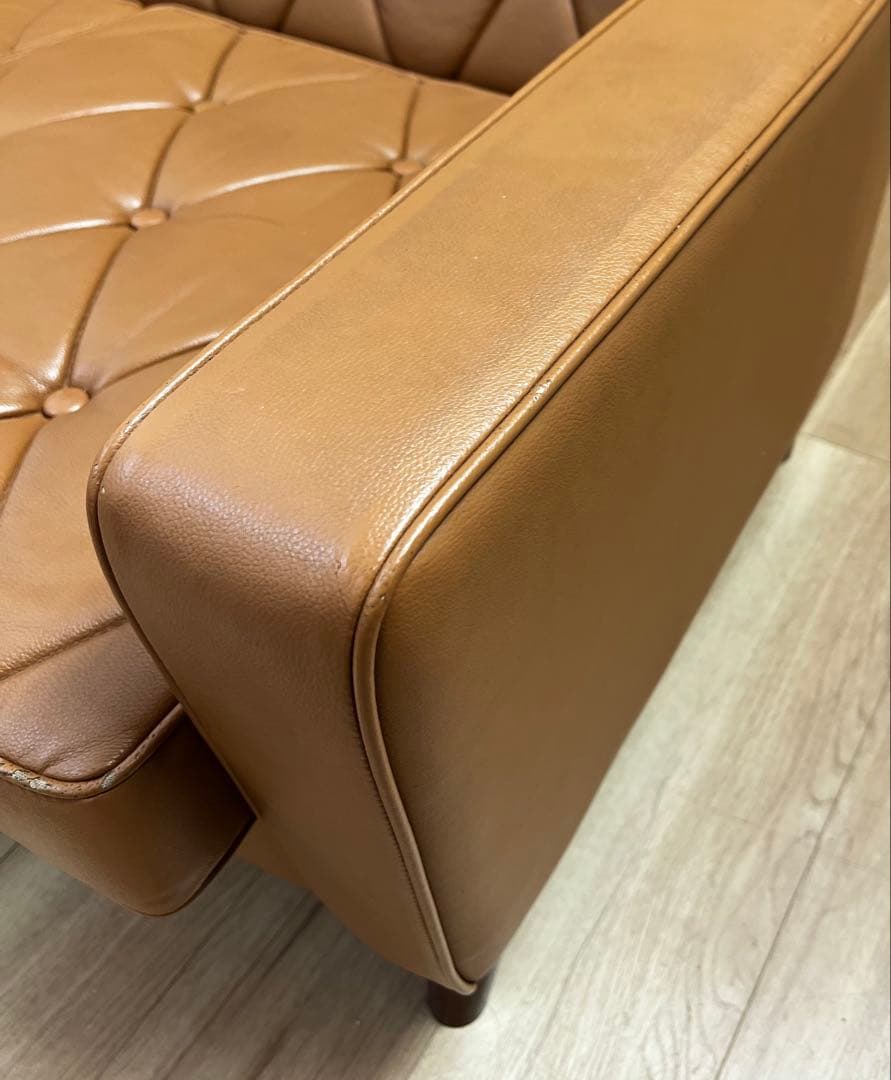 【カリモク60】ロビーチェア　3シーター　キャメル　※希少モデル