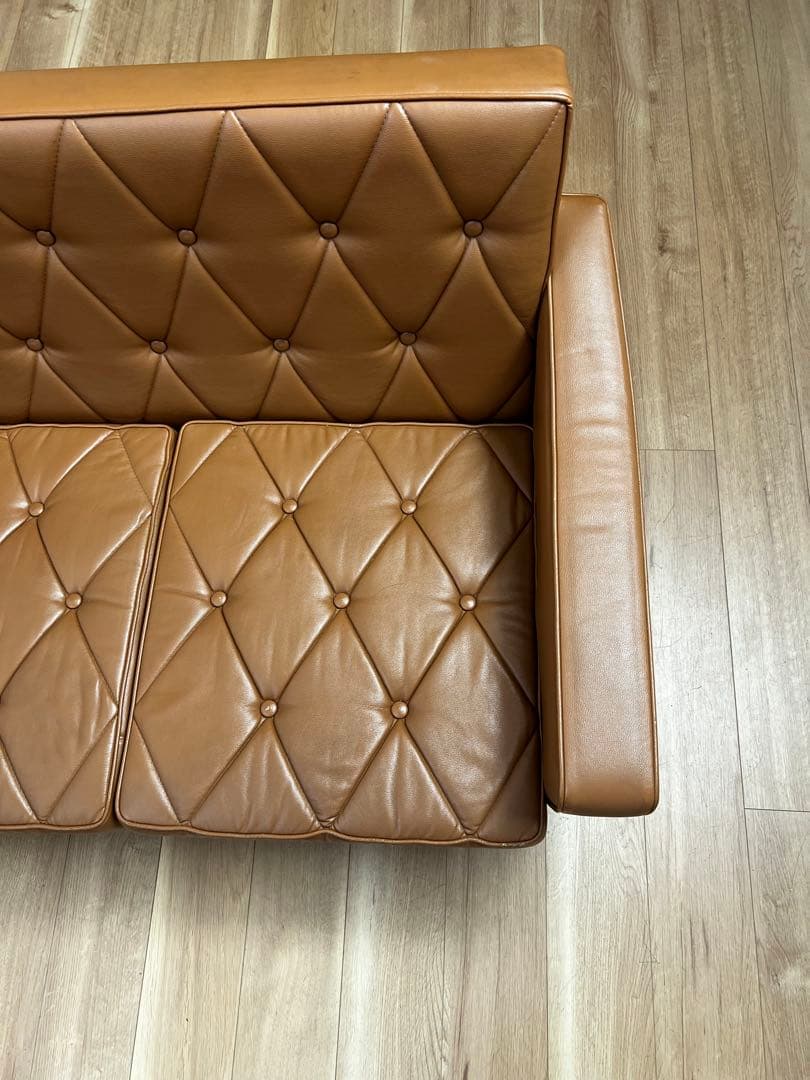 【カリモク60】ロビーチェア　3シーター　キャメル　※希少モデル