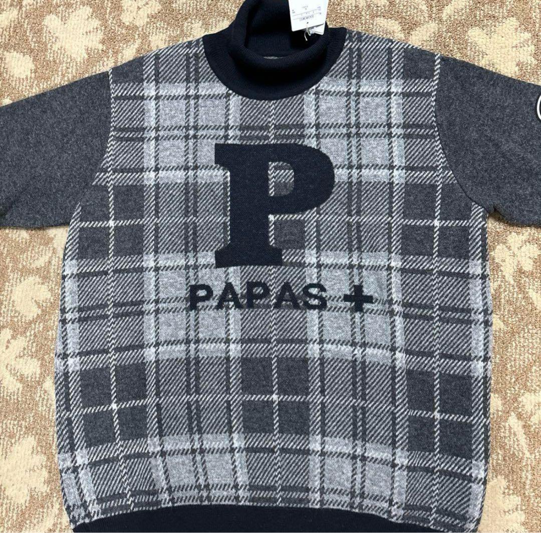 新品 PAPAS パパスプラスタートルネック プルオーバーセーター