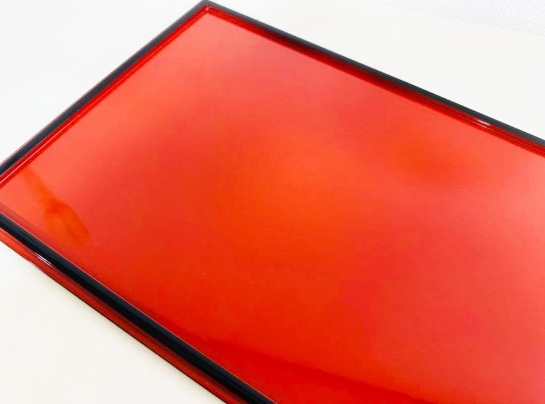 輪島塗最高峰 慶塚 作 天然木 漆塗 朱塗 長手卓上膳 懐石膳 会席膳 3枚