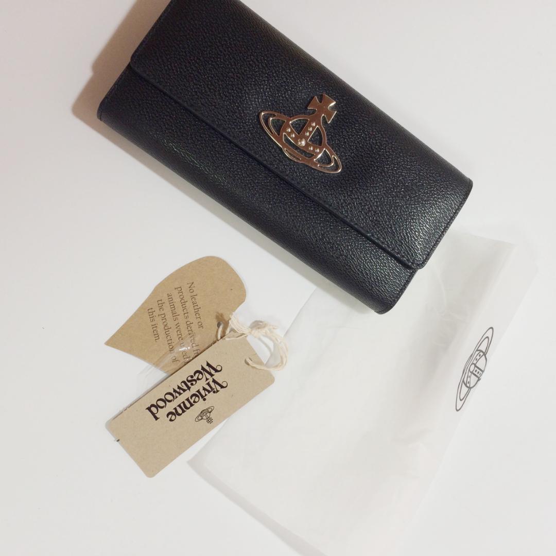 Vivienne Westwood 長財布 オーブロゴ ブラック レザー 箱付
