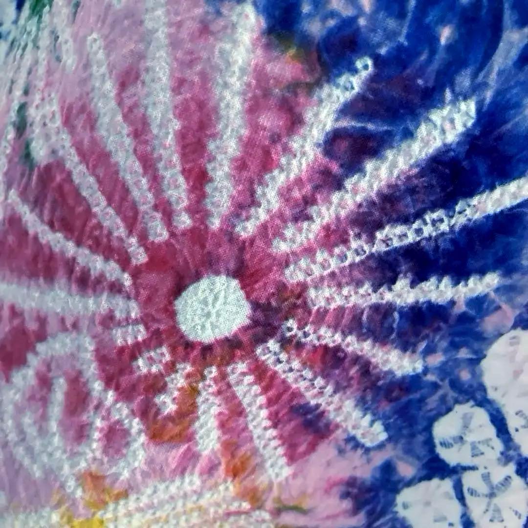 有松絞り・蜘蛛絞り　ますいわ屋　手縫い上質浴衣　花模様　絞り浴衣No.2-180