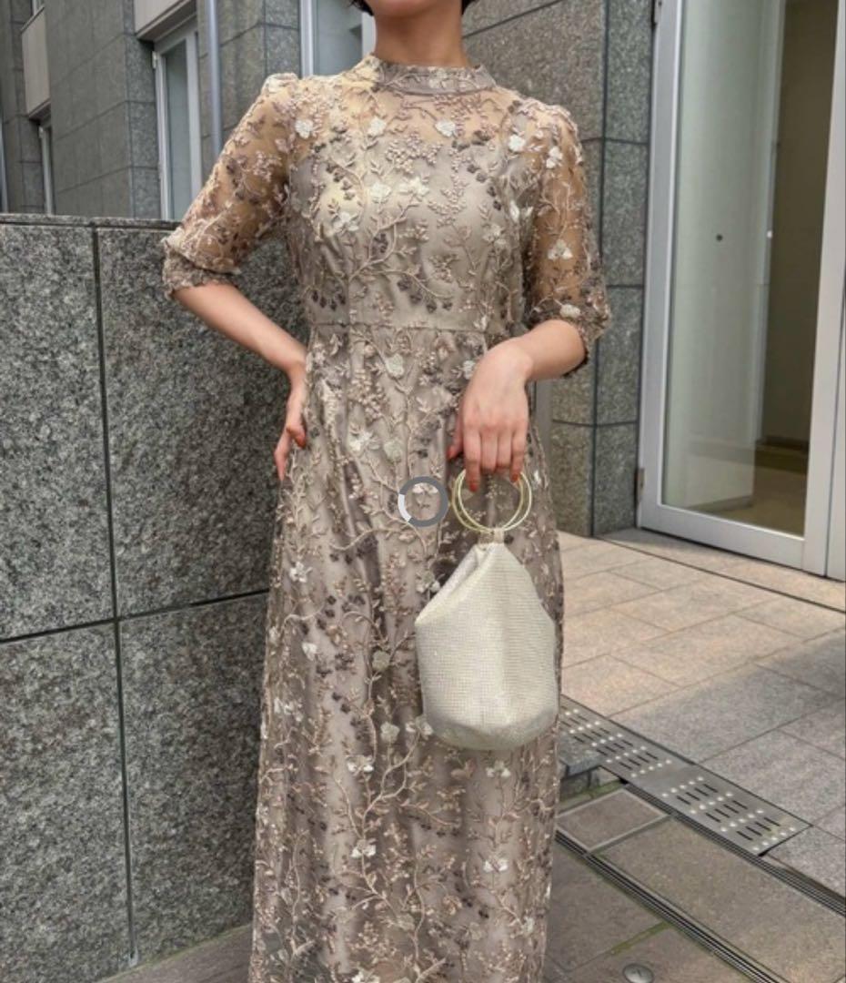 アンティーク刺繍レース　結婚式 パーティードレス オケージョンドレスワンピース