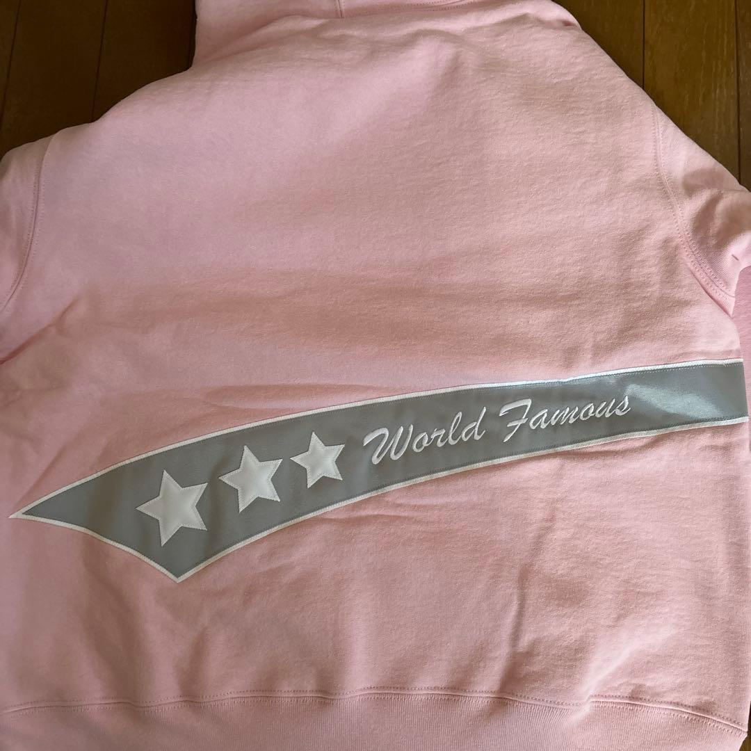 新品　Supreme ピンク ロゴ フード付きパーカー