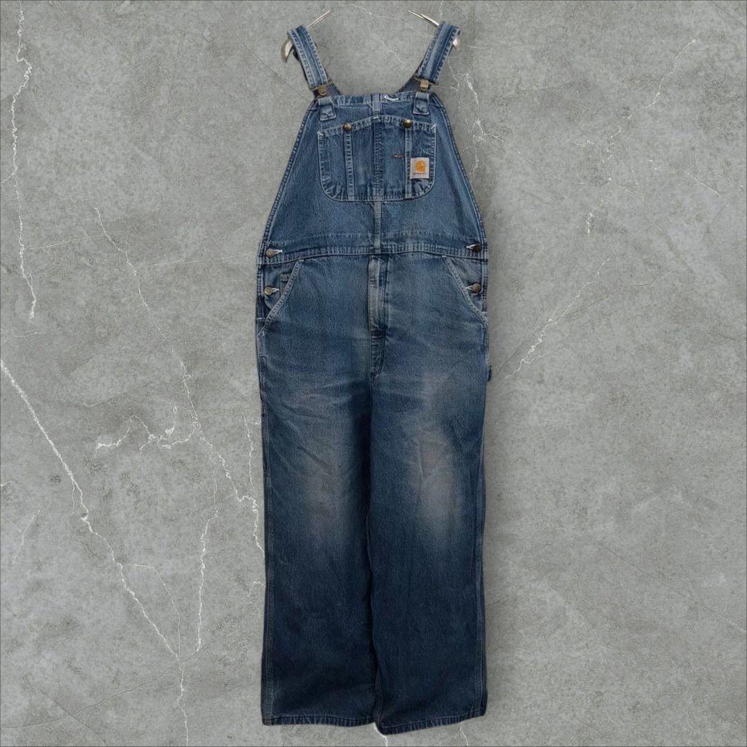 【k8912】USA古着カーハートデニムオーバーオールサロペットグランジフェード