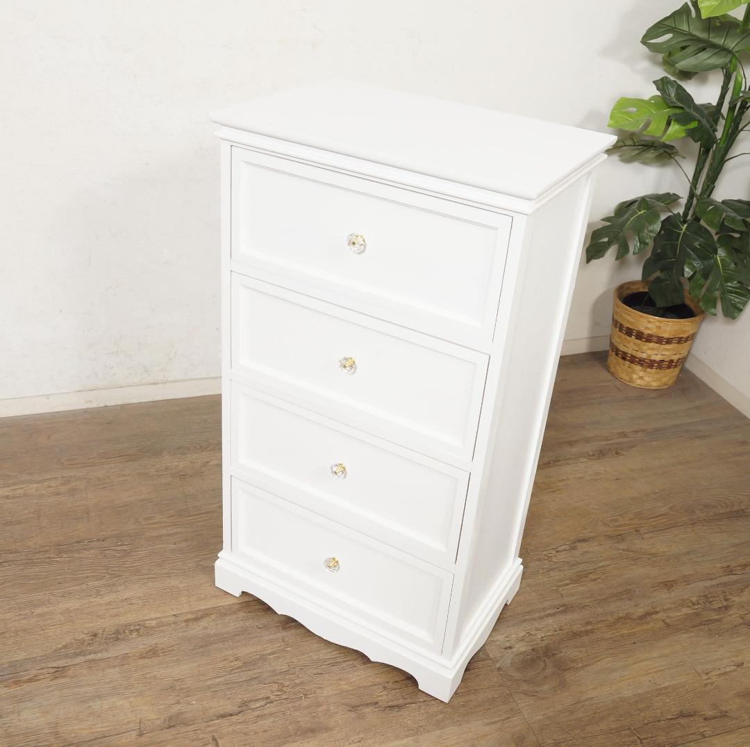 フォロー割【新品】フレンチカントリー風　チェスト クリスタル調取っ手　4段