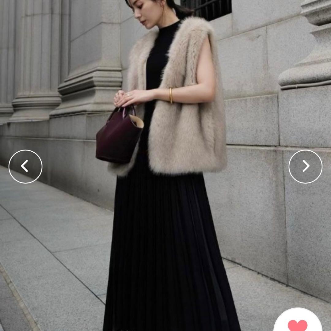 美品✨anuans アニュアンス ショートファーベスト GREY BEIGE