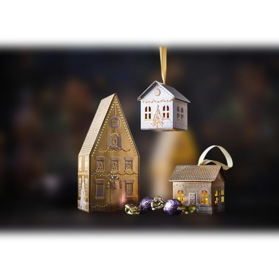 ３点セット M&S 2025年 クリスマス限定 ハウス型ライトアップ缶 1-12