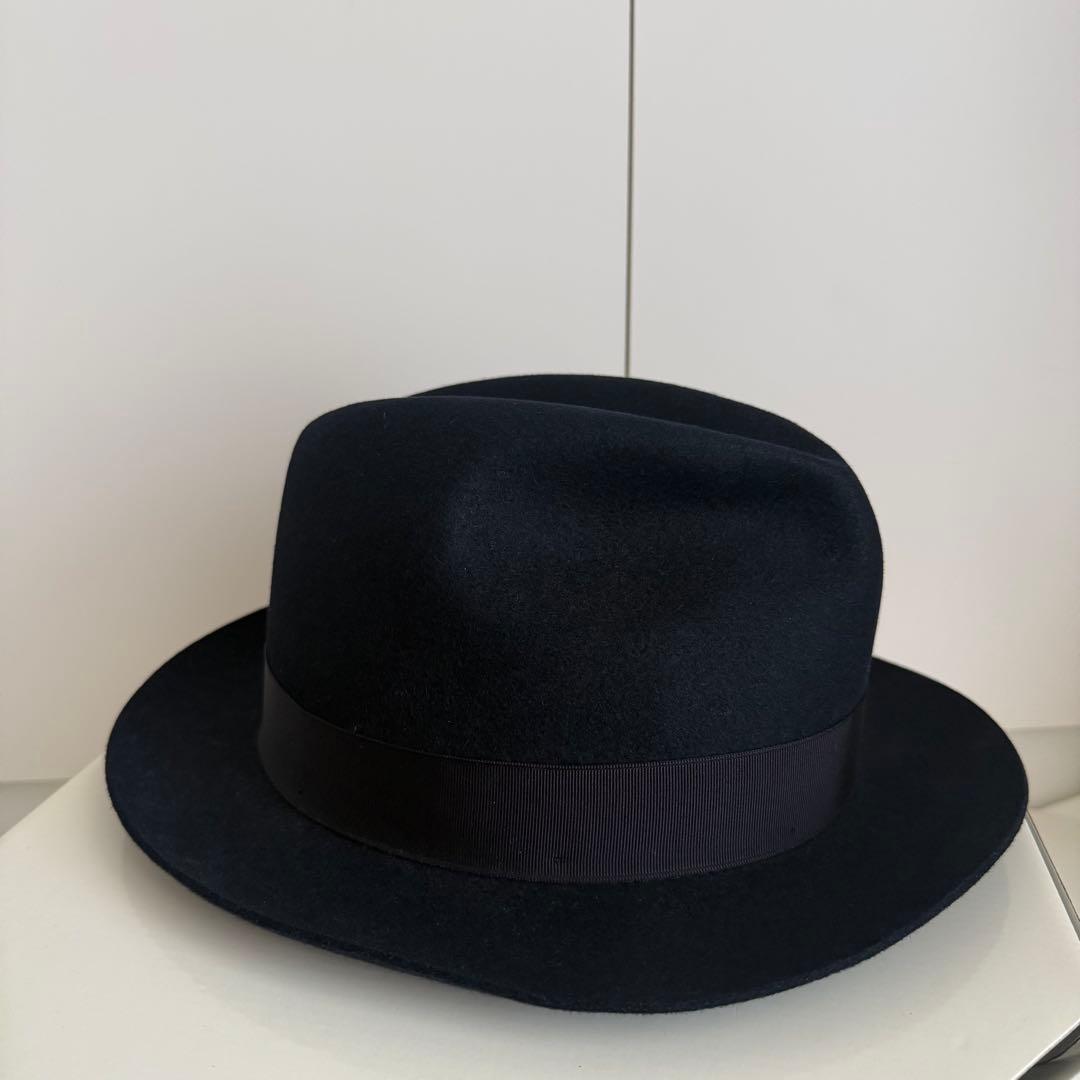 【美品】Borsalino hat ボルサリーノ 59 ネイビー 濃紺　兎