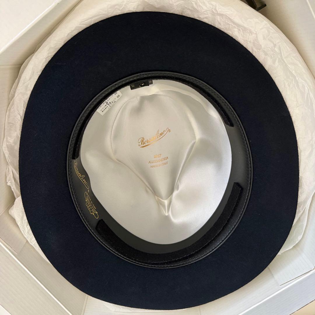 【美品】Borsalino hat ボルサリーノ 59 ネイビー 濃紺　兎