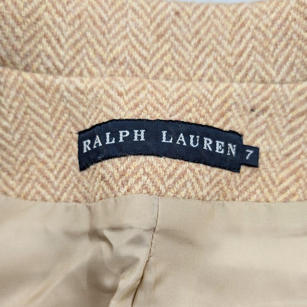 ラルフローレン ヘリンボーン テーラードジャケット 羊革エルボーパッチ ウール