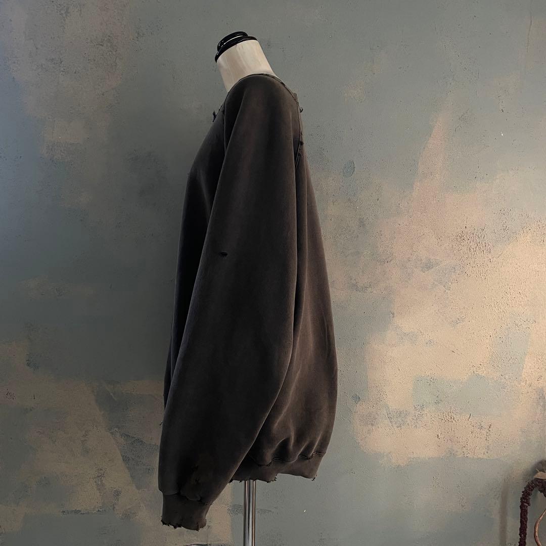 80's 万国旗タグ“adidas”墨黒“USA製”boro sweat