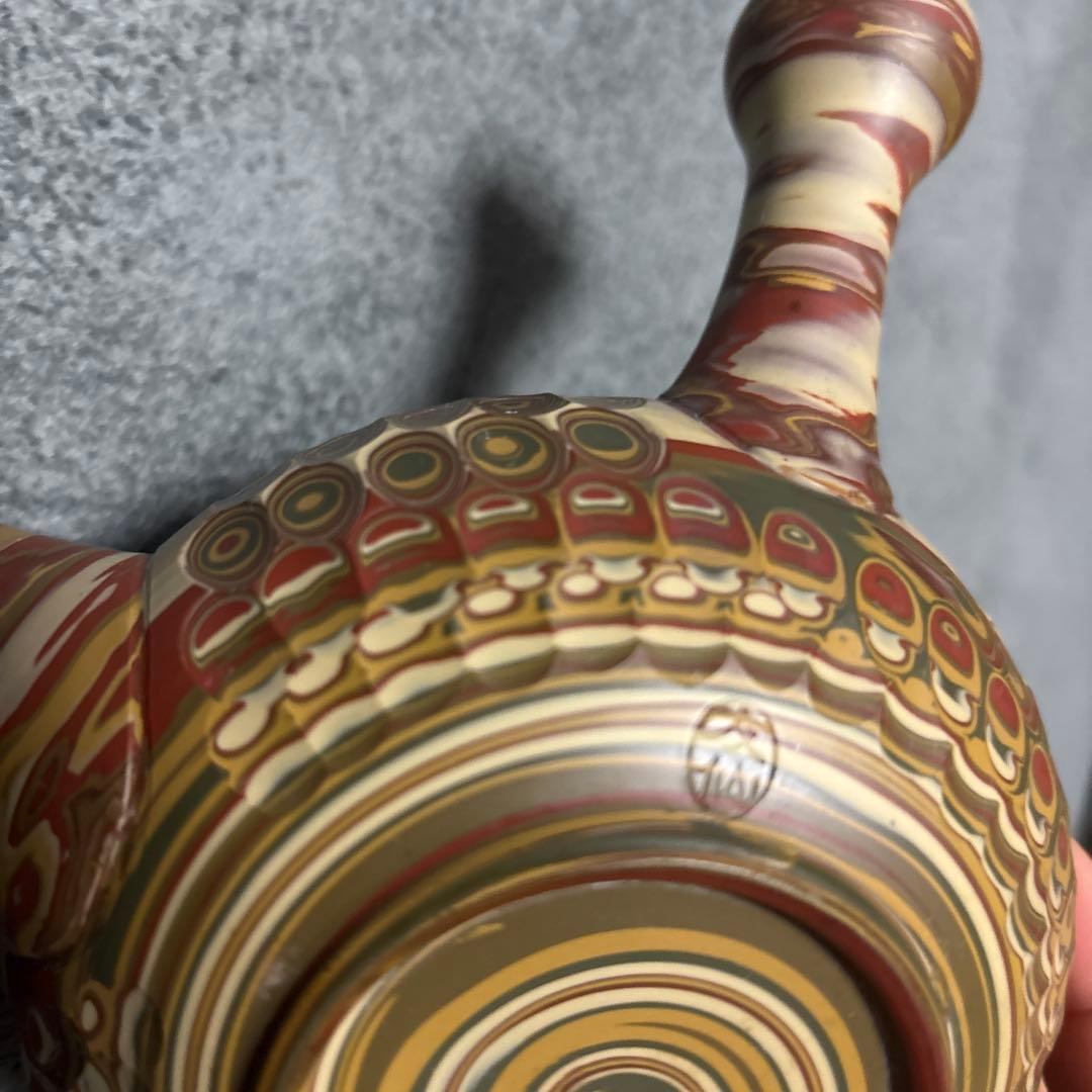 常滑焼　練込網目カット文急須　2個セット　小西友仙作