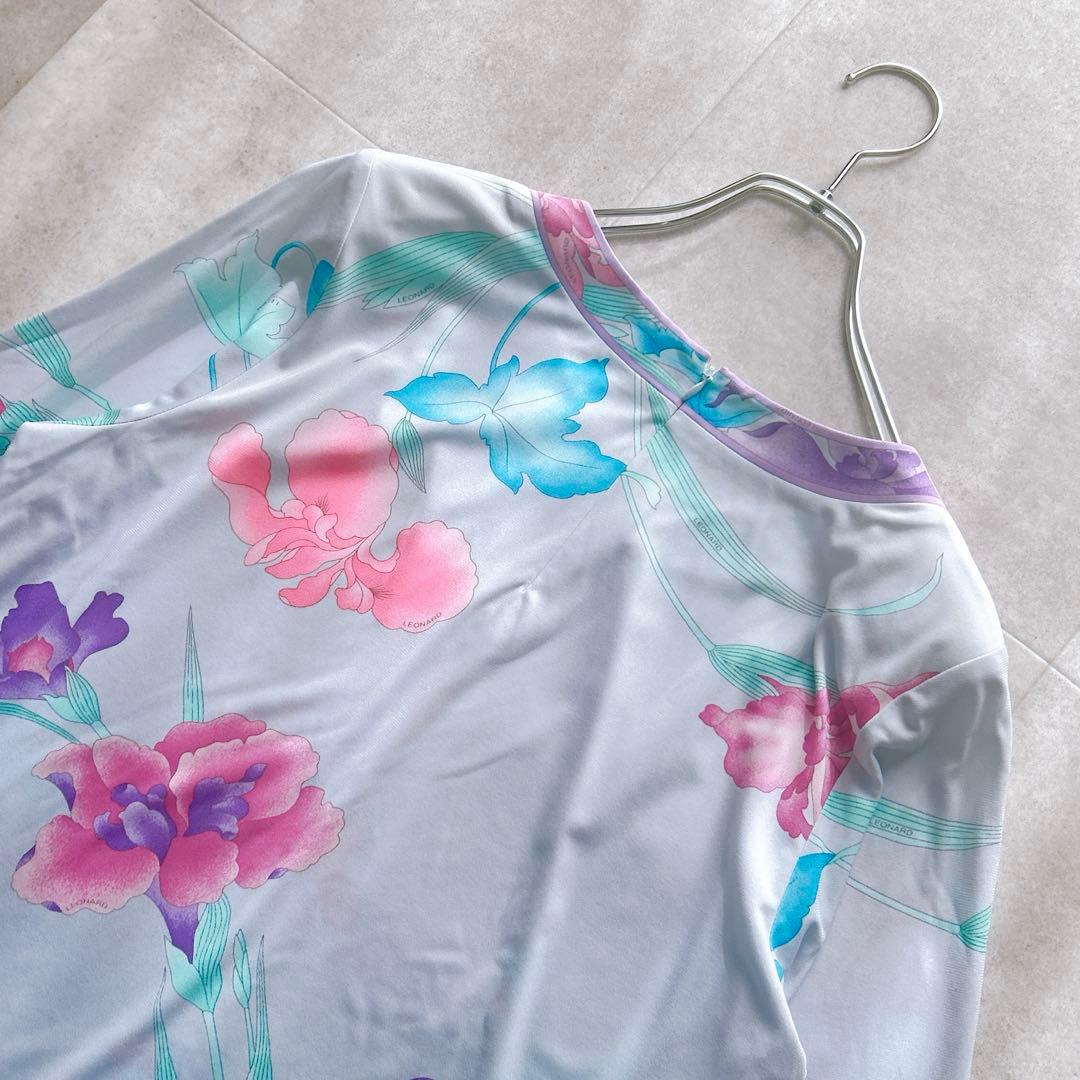 近年 LEONARD レオナール チュニック カットソー　トリム カンカン 44