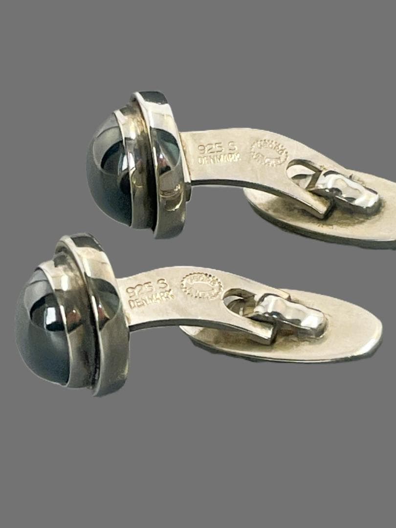   ジョージジエンセン カフス ヘマタイトとタイタック