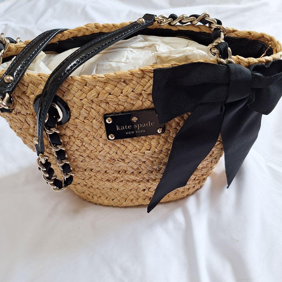 【新品未使用】kate spadeケイトスペード カゴバッグ リボン チェーン