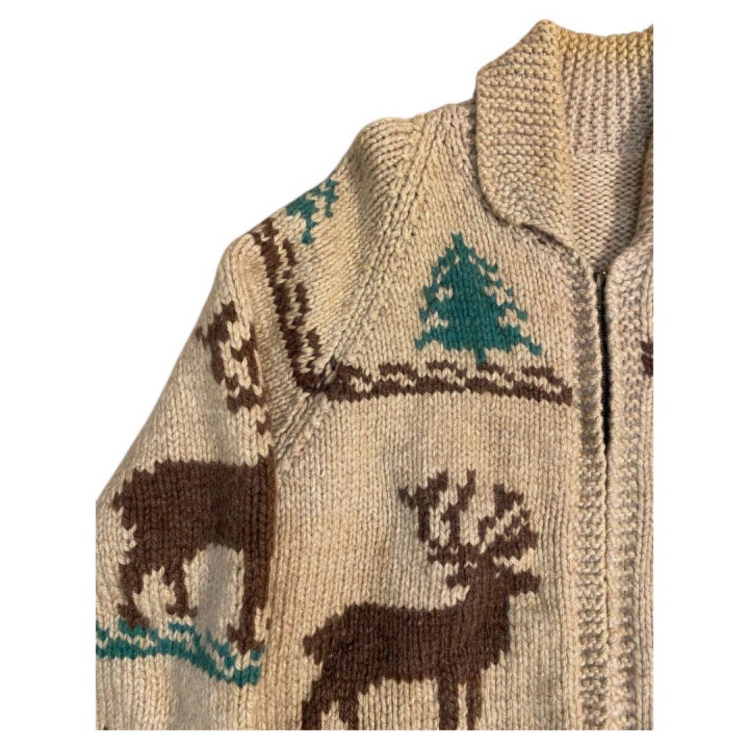 60s カウチンセーター トナカイ柄　ウールニット ヴィンテージ