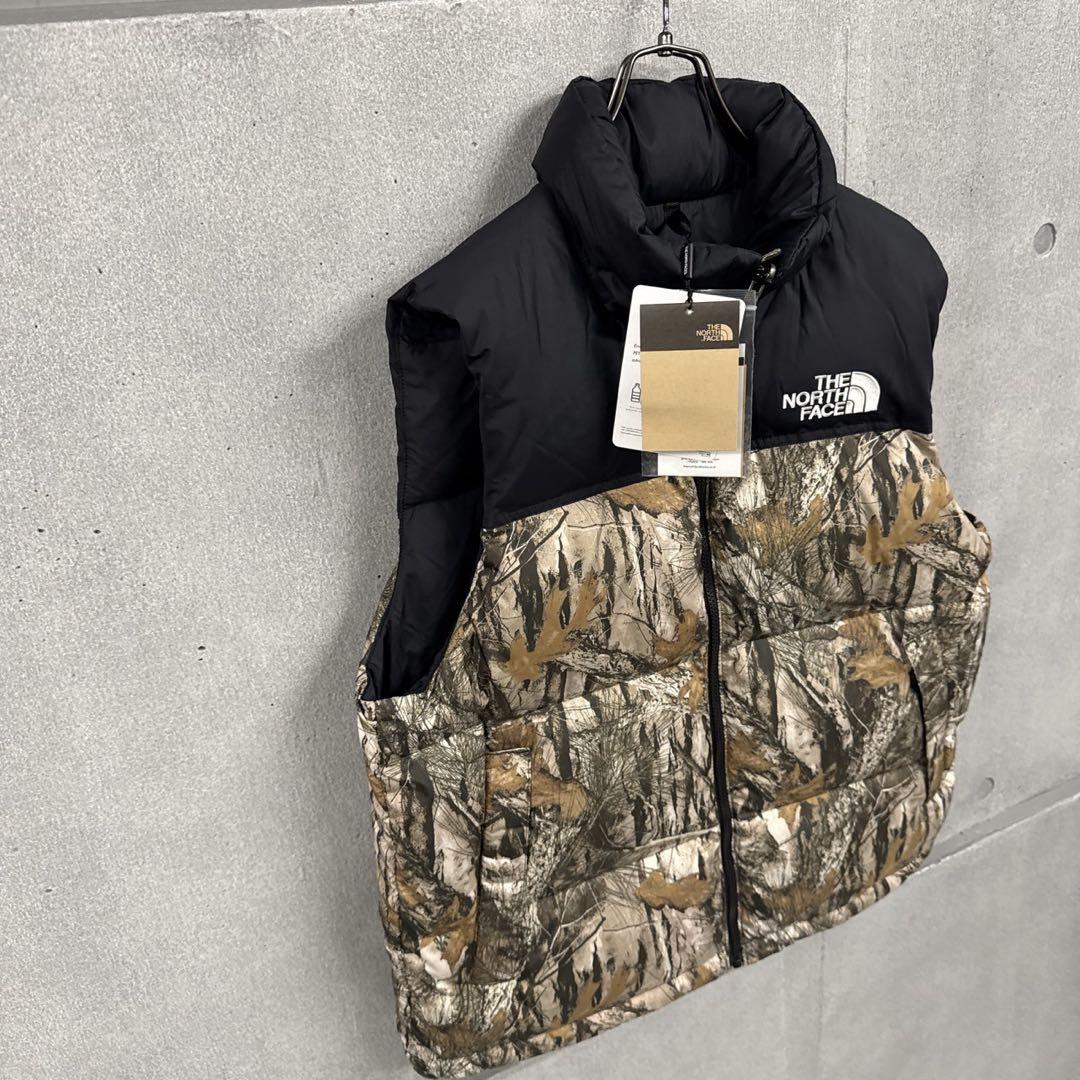 新品　大人気　ノースフェイス　ダウンベスト　カモフラ柄　メンズL